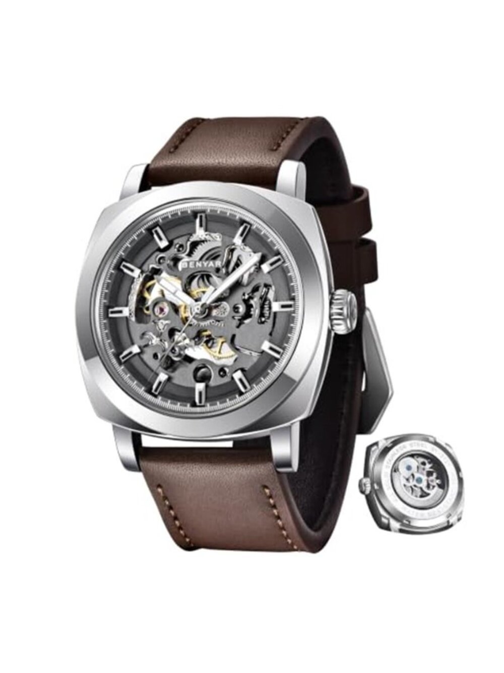 Mens Automatic Mechanical Watches 45MM Skeleton Dress Watch